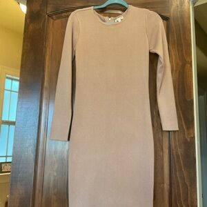 GB tan nude ribbed long sleeve dress